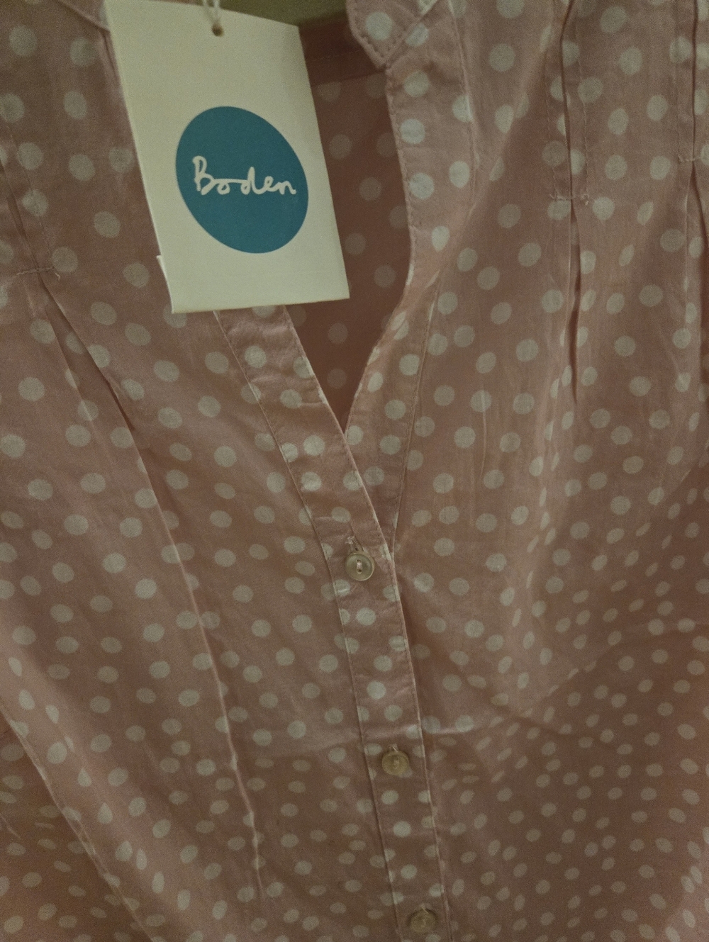 Boden Polka Dot Pink Women's Button-Front Top - Picture 3 of 4